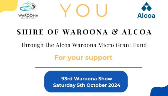 Alcoa Waroona Micro Grants Fund assists Waroona Show with new resources to help Children's Hall and Volunteers.